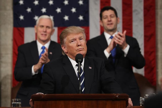 Donald Trump delivers his first address to a joint session of the US Congress on February 28, 2017