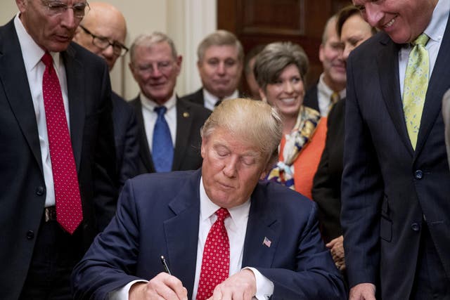 President Donald Trump signing executive orders at the White House