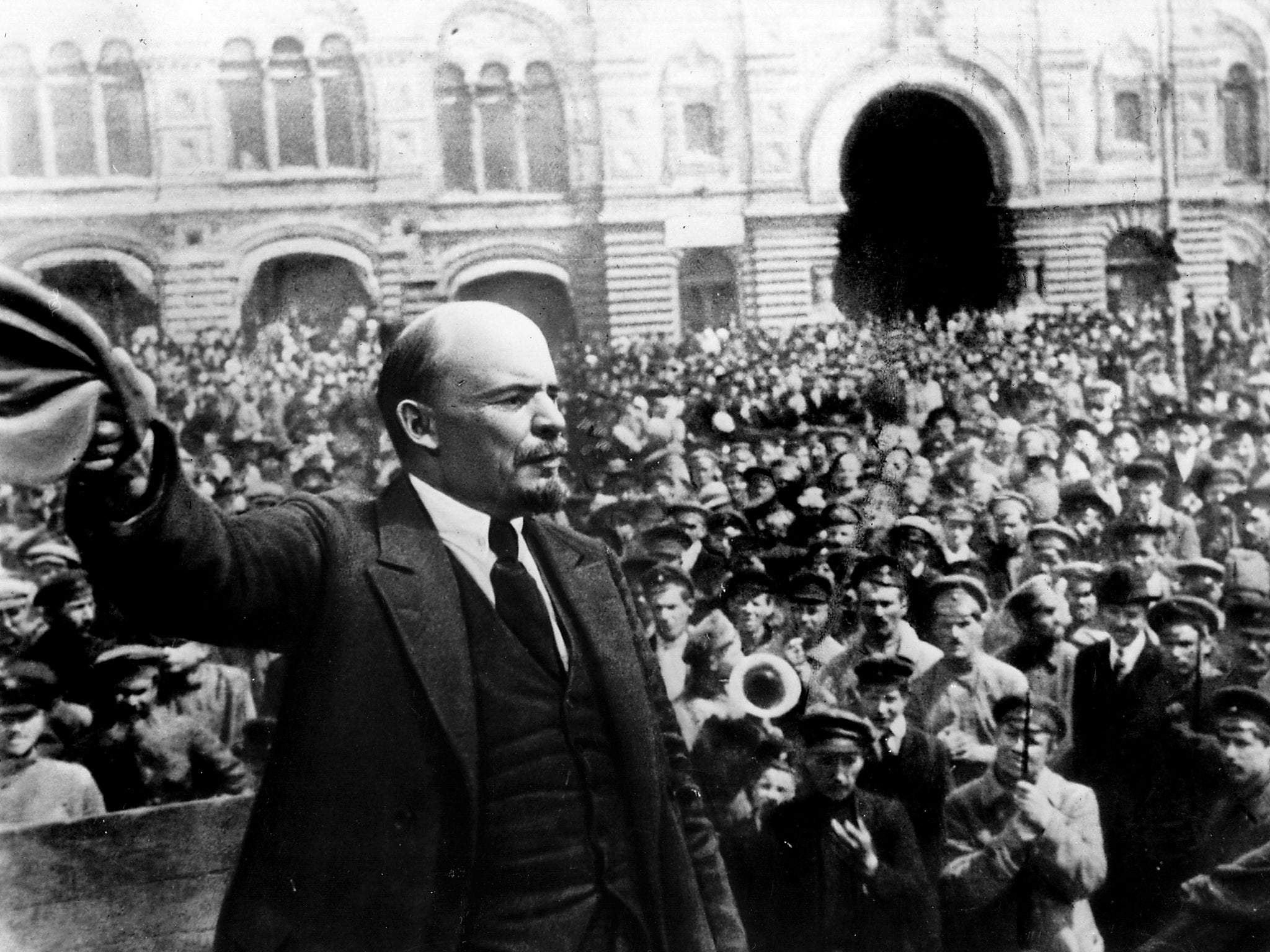 Lenin in 1917: while the revolution brought benefits, including education, to those at the bottom of the social pile, it also destroyed not just the aristocracy, but the first flowering of a middle class