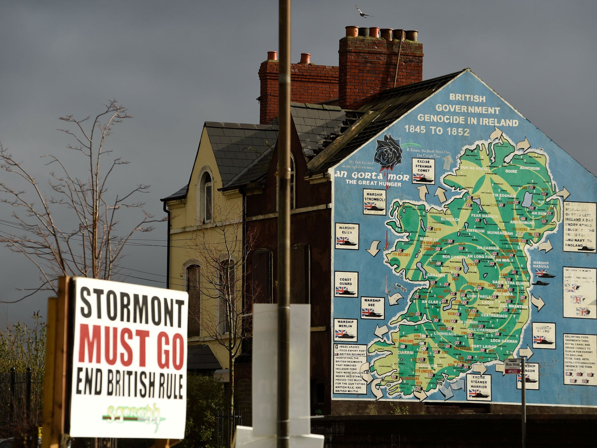 A mural is seen in a nationalist area of Belfast ahead of elections for the country's national assembly