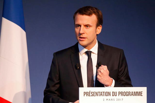 Emmanuel Macron unveils his election manifesto in Paris on 2 March