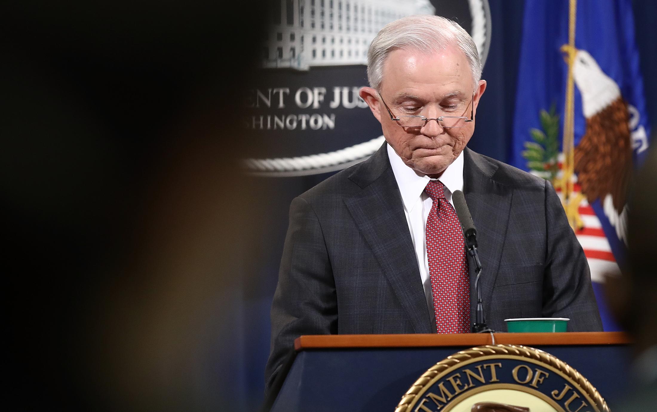 Jeff Sessions addresses the media on March 2, 2017.
