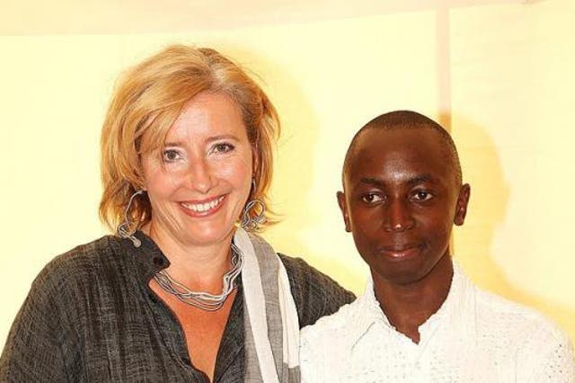Actress Emma Thompson and her adopted son Tindyebwa Agaba, who moved in with her family at the age of 14 as a child refugee