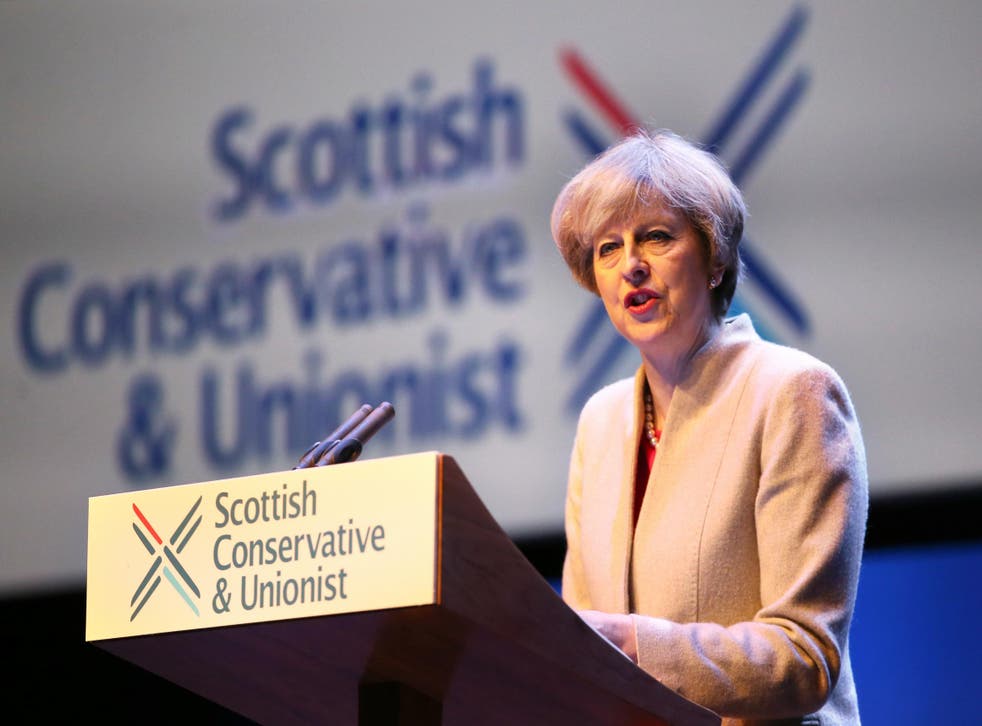 Theresa May spoke at the Scottish Conservative conference 