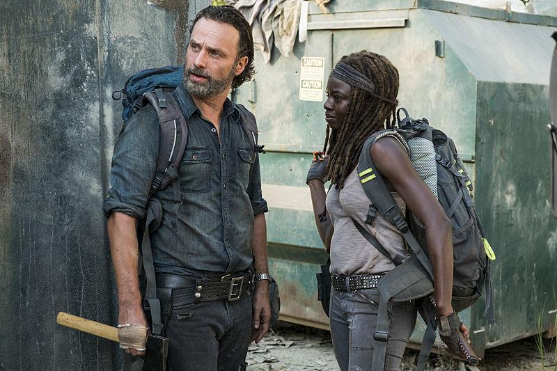 Andrew Lincoln as Rick Grimes and Danai Gurira as Michonne in ‘The Walking Dead’