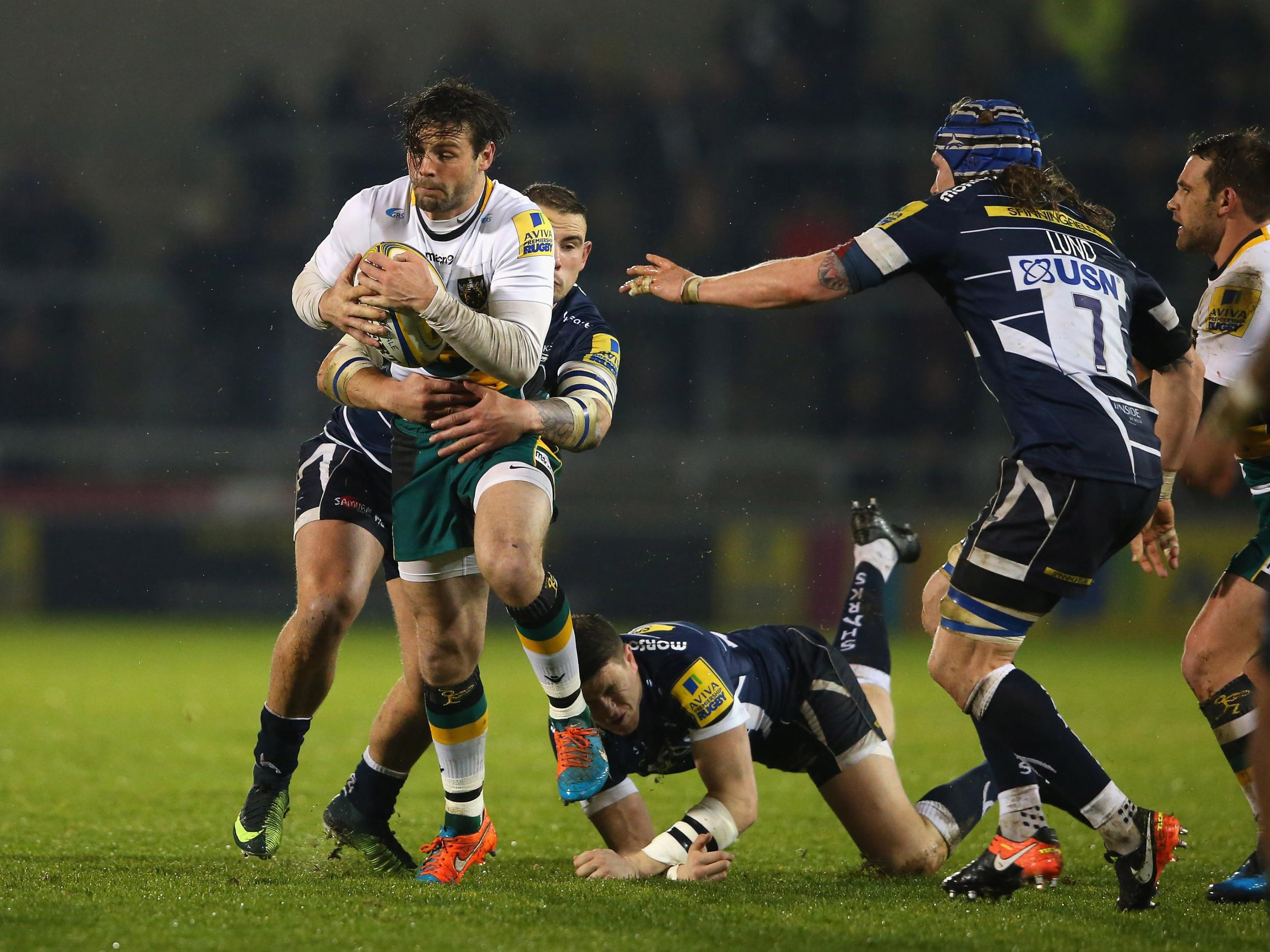 Ben Foden tried to break through the Sale defence
