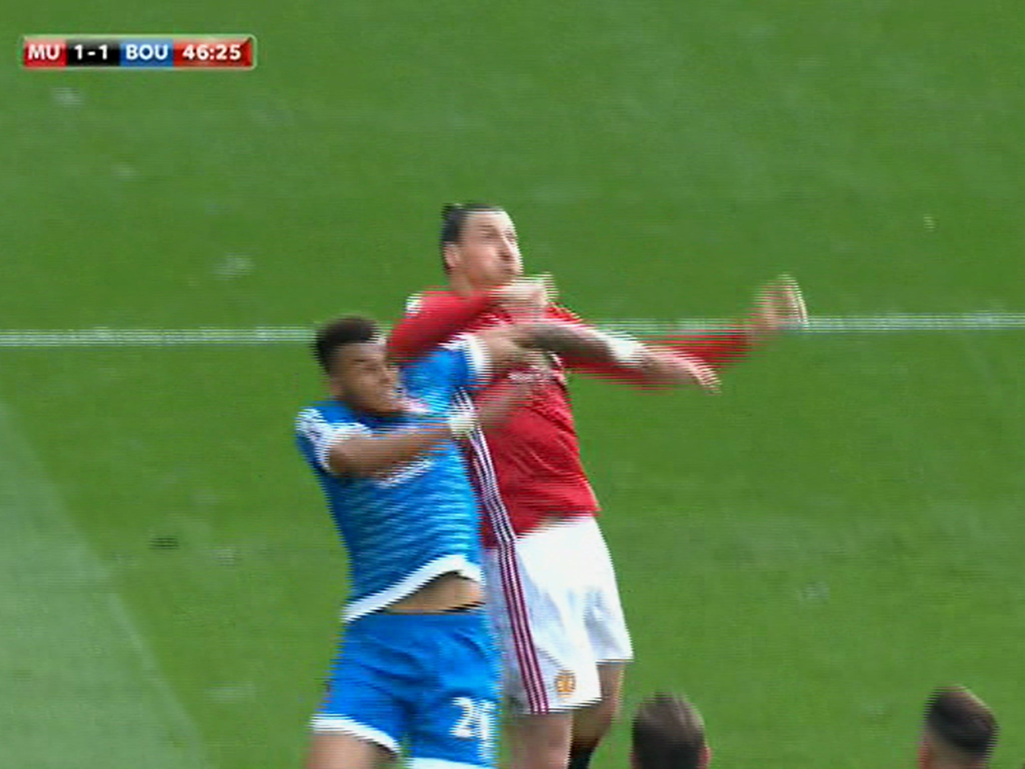 The United striker's elbow made contact with Mings' head