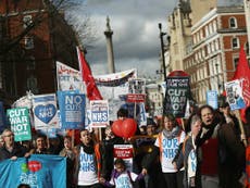 Thousands march in protest over plans for 'unprecedented' NHS cuts