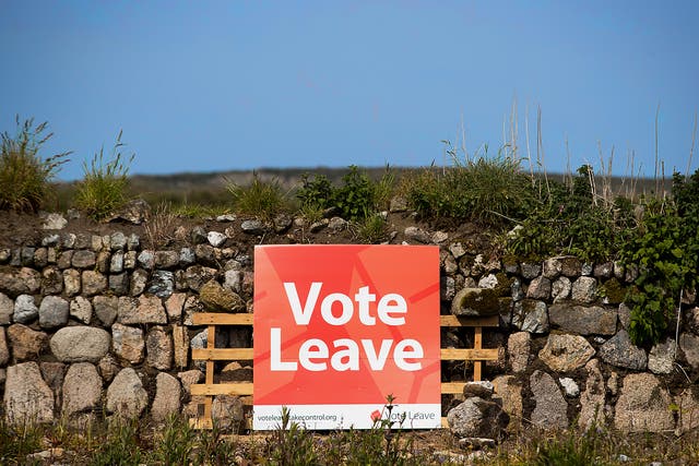 A poster beside the road in Penzance, Cornwall, before June’s referendum