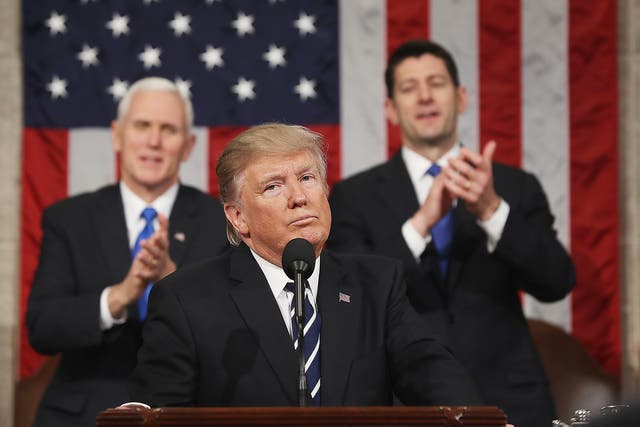 President Trump delivers his first address to a joint session of Congress in Washington DC on 28 February