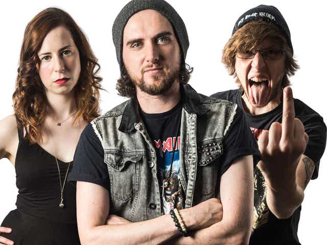 Members of the Metal Hammer team, from left to right, Features Editor Eleanor Goodman, Editor Merlin Alderslade and Online Editor Luke Morton