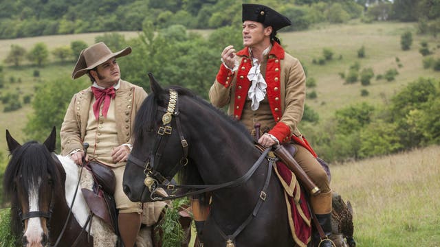 Le Fou (played by Josh Gad, left), companion to the film’s villain Gaston (Luke Evans): Disney has played up the subtext of the previous version and made Le Fou’s sexuality more explicit