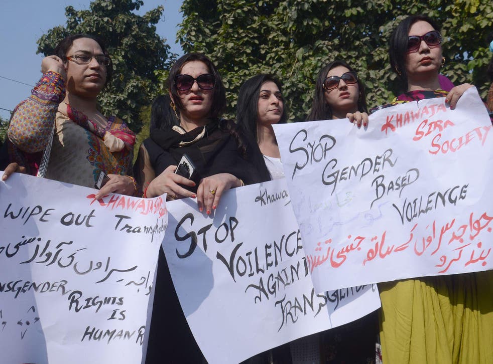 Members of Pakistan's transgender community protest against discrimination and violence