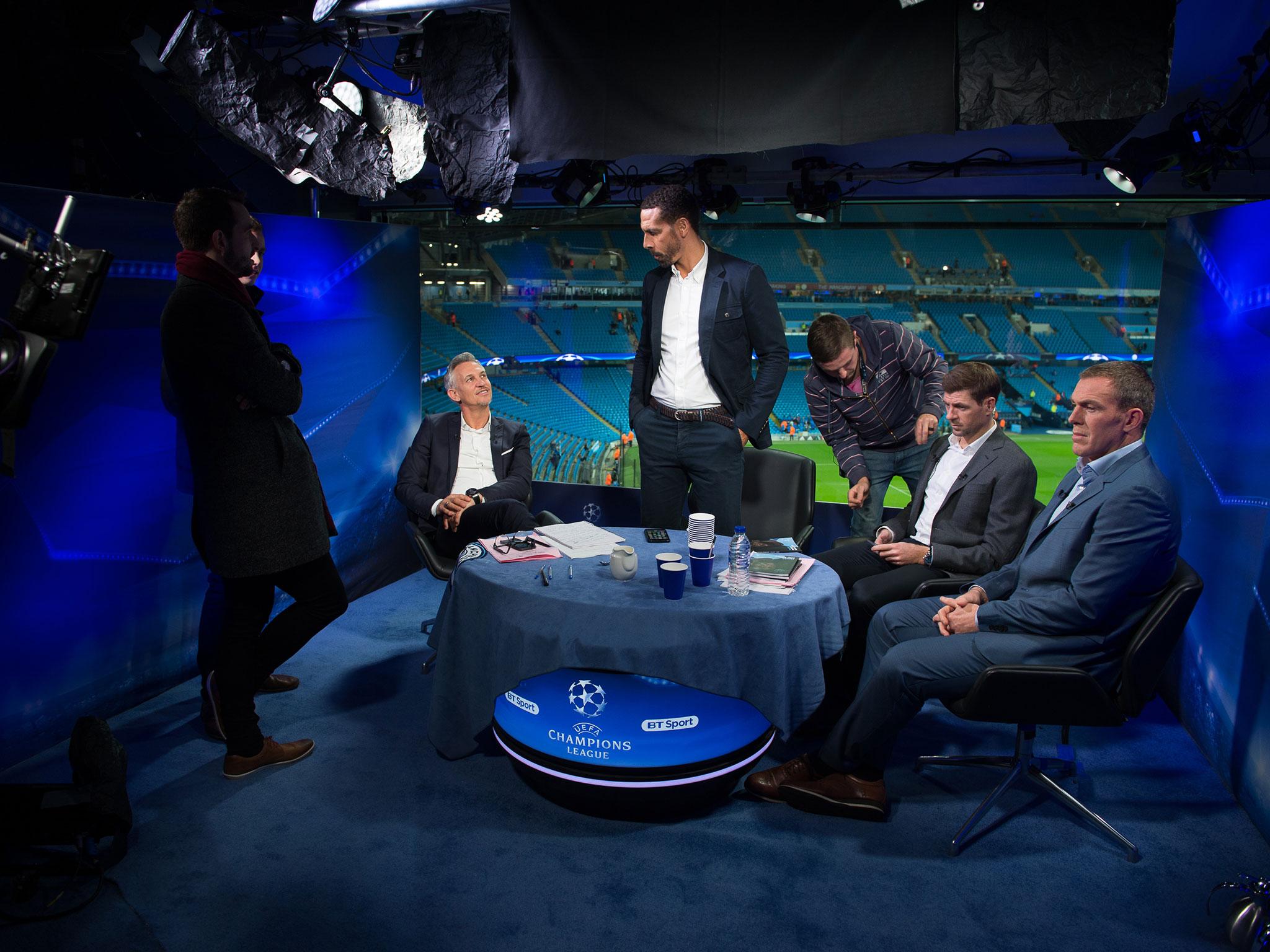 The studio resembles something of a dressing room filled with ex-professional footballers