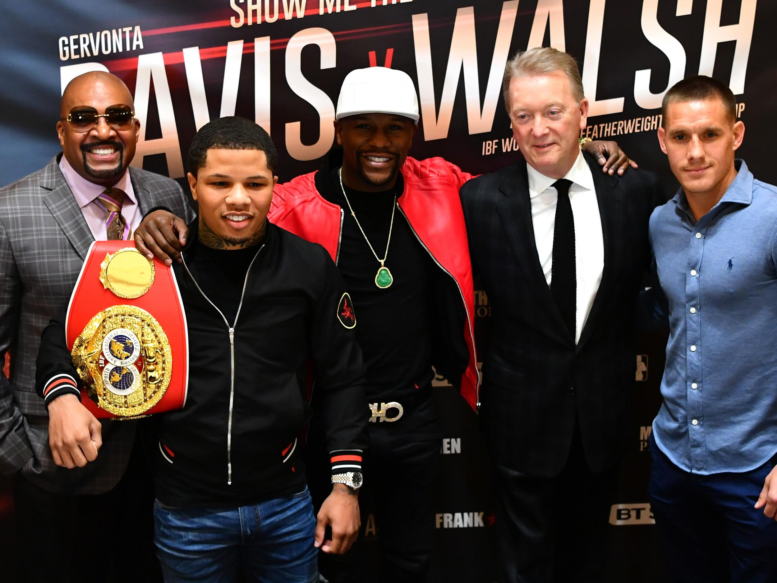 Mayweather at a press conference promoting the Davis v Walsh fight