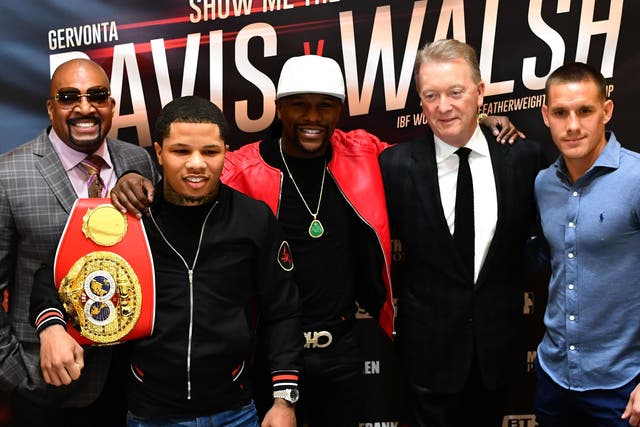 Mayweather at a press conference promoting the Davis v Walsh fight
