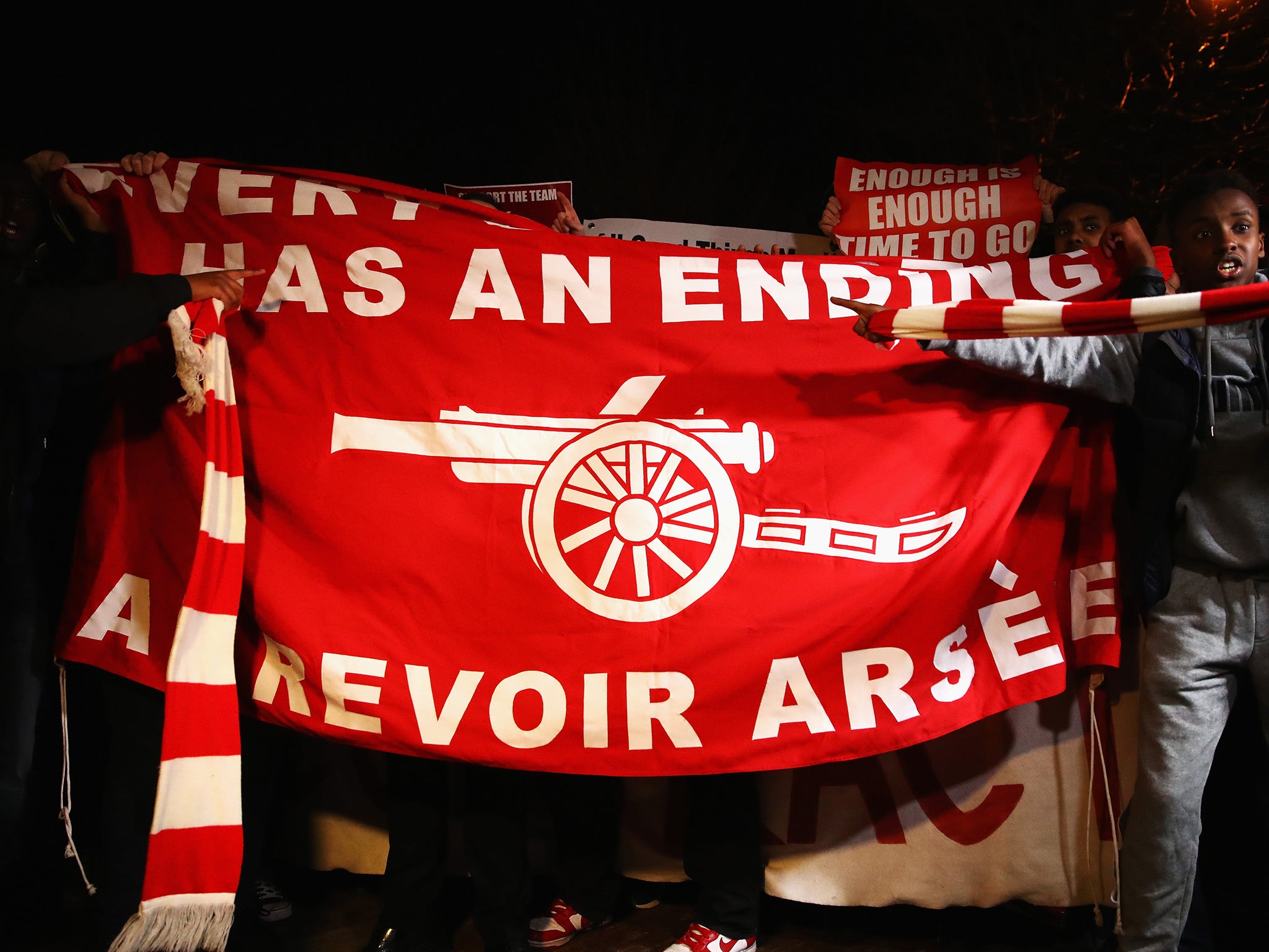 Arsenal fans held an anti-Arsene Wenger protest outside Highbury, the club's former stadium