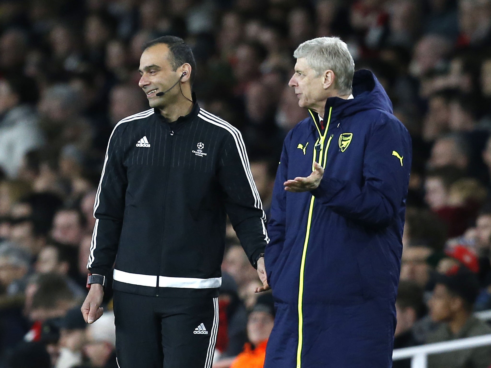 Arsene Wenger remonstrated with the fourth official after his side conceded the penalty
