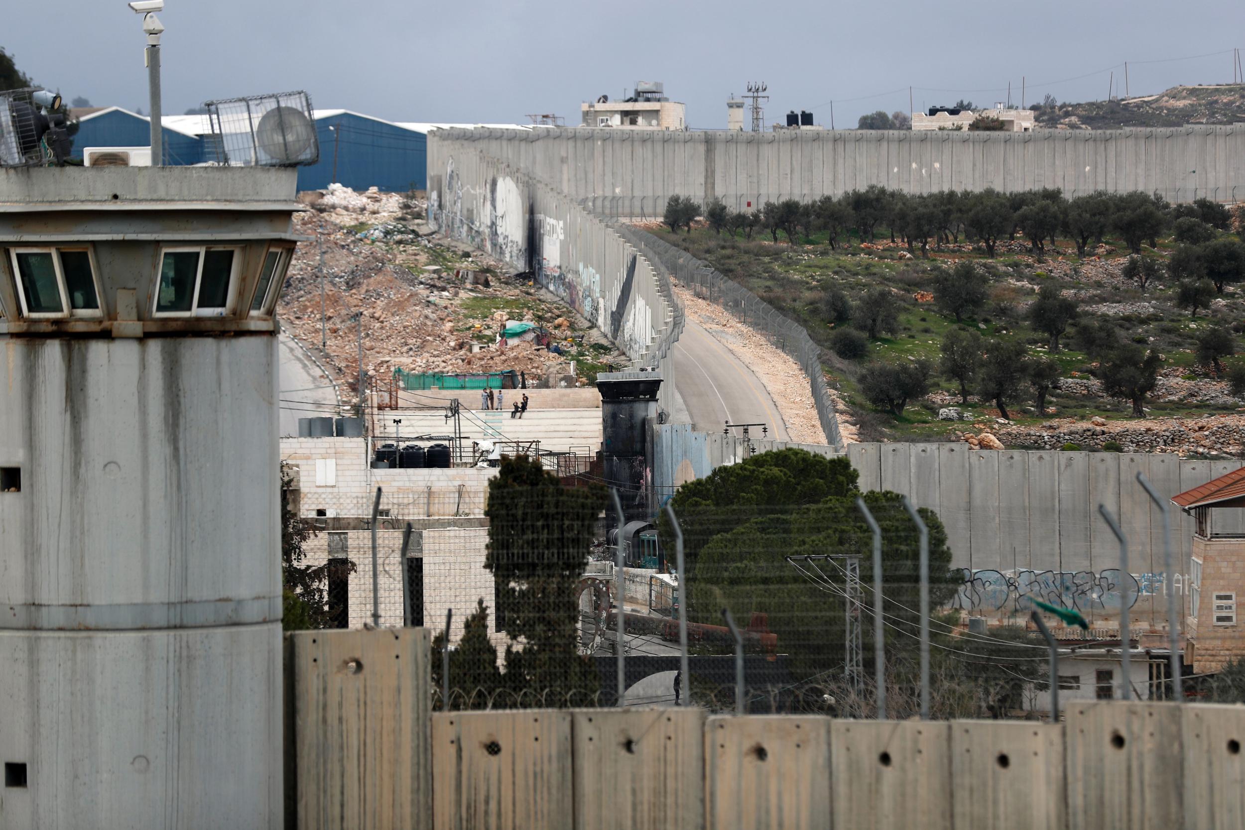 The view from one of the rooms at Banksy's new Walled Off Hotel in Bethlehem. Some locals are unhappy with the project