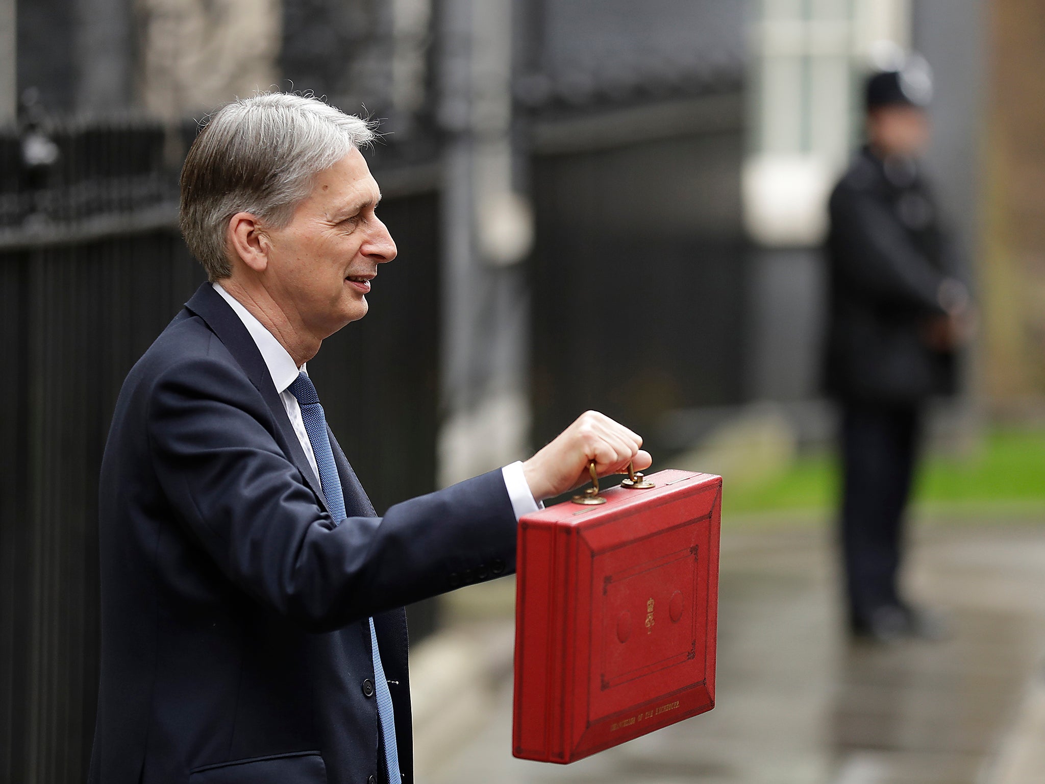 Chancellor Philip Hammond, preparing to leave to deliver his Budget yesterday