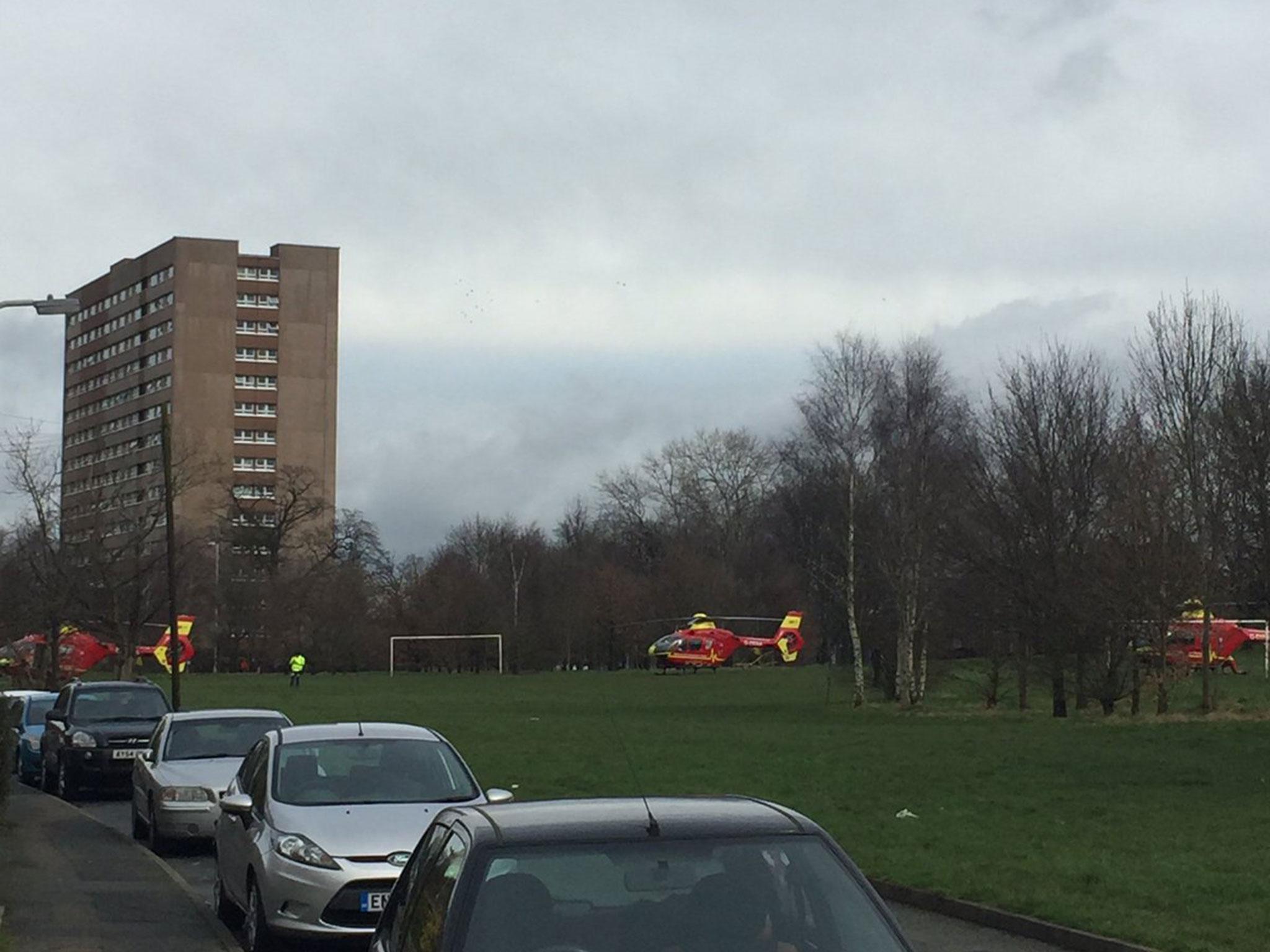 Three air ambulances flew to the scene, and took one woman in a critical condition to Birmingham