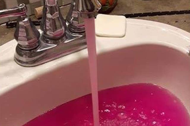 The change in colour was the side-effect of a common water-treatment chemical, potassium permanganate