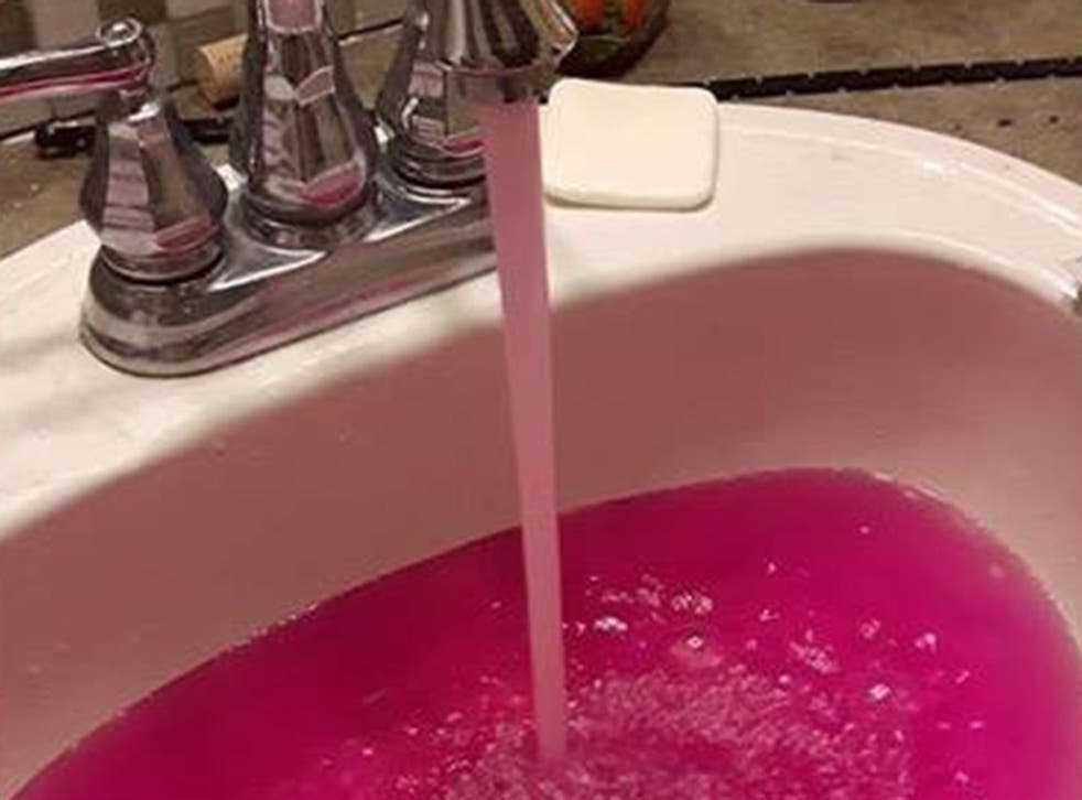 The change in colour was the side-effect of a common water-treatment chemical, potassium permanganate