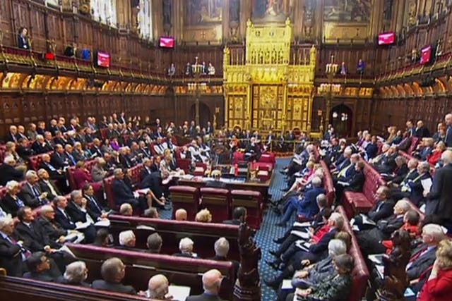 The House of Lords Chamber at the start of the third day of The European Union (Notification of Withdrawal) Bill - Report Stage, in London