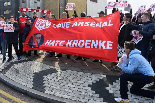 Arsenal fans protesting against Kroenke last season