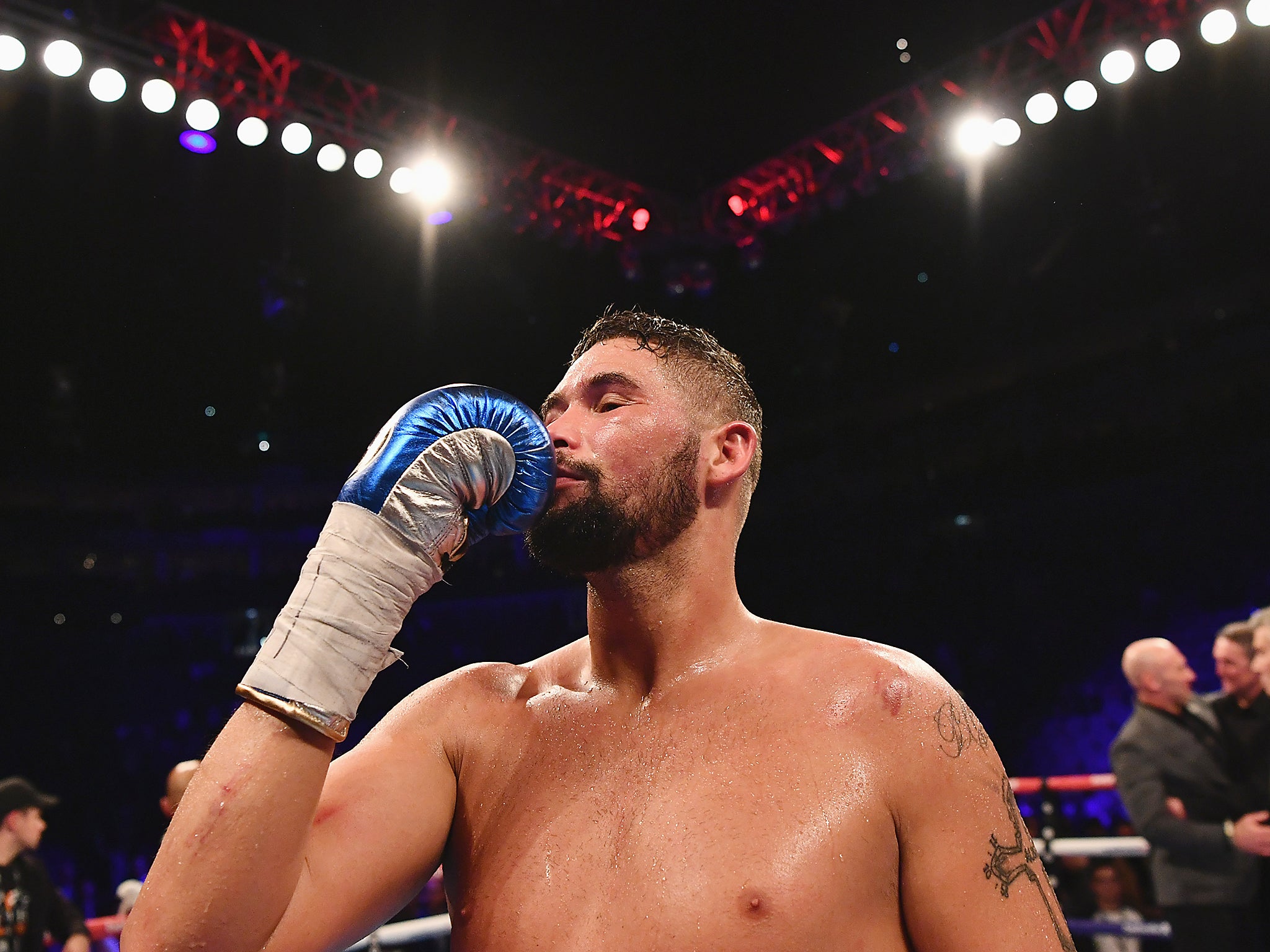 Tony Bellew celebrates defeating David Haye