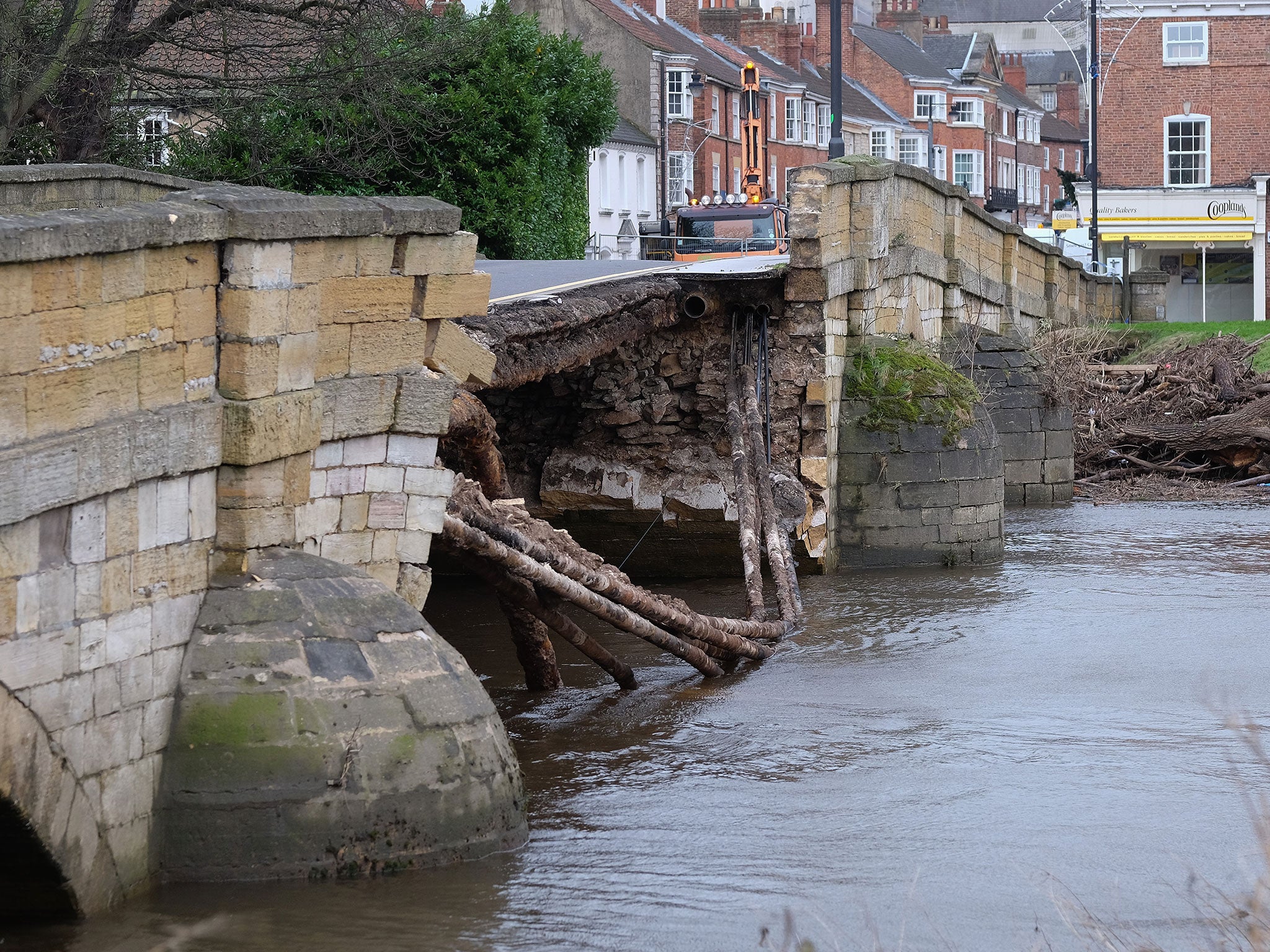 Bridge over the River Wharfe that collapsed due to flooding on 30 December 2015 in Tadcaster