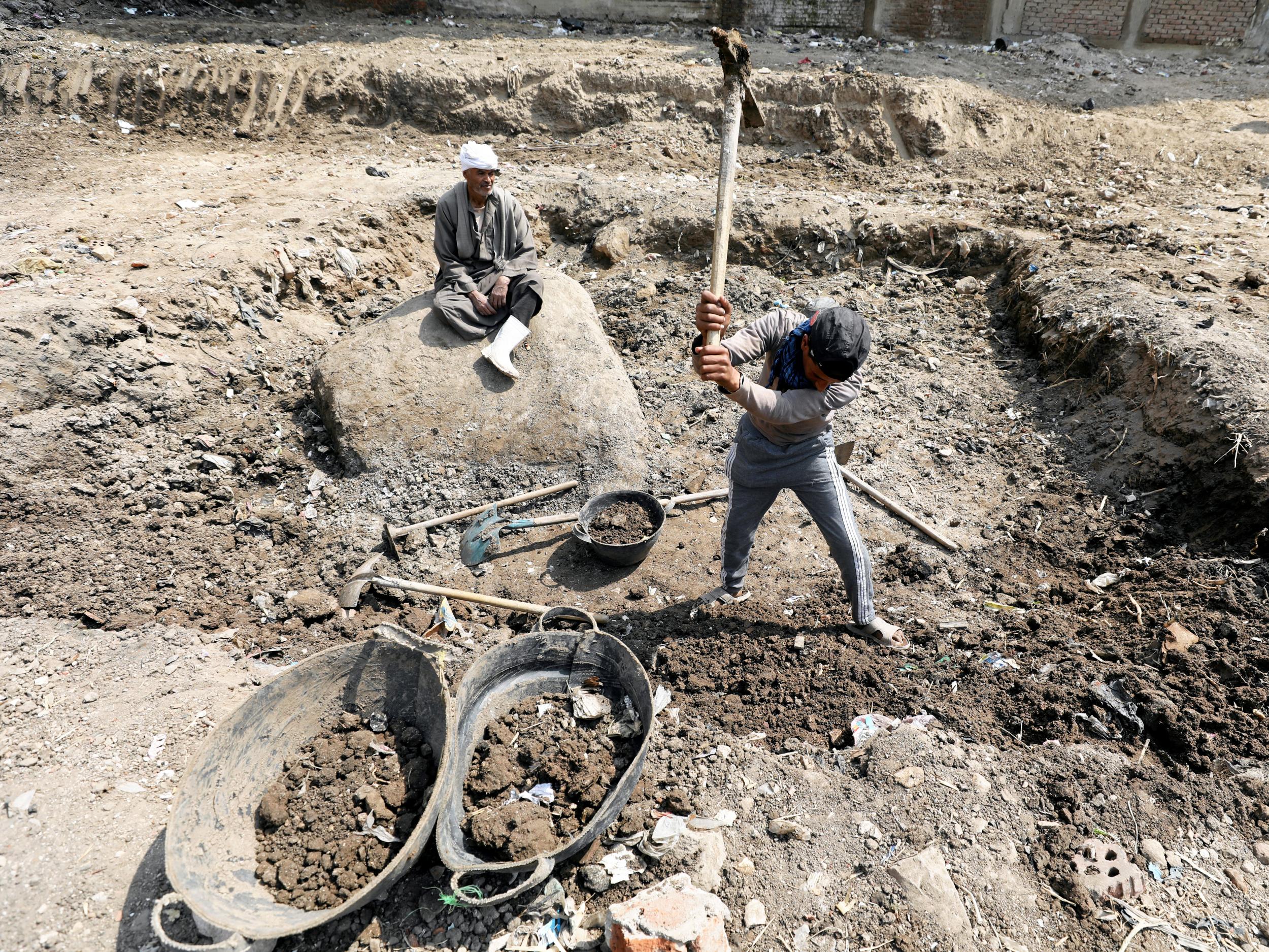 Work continues at the site in the Matariya area of Cairo