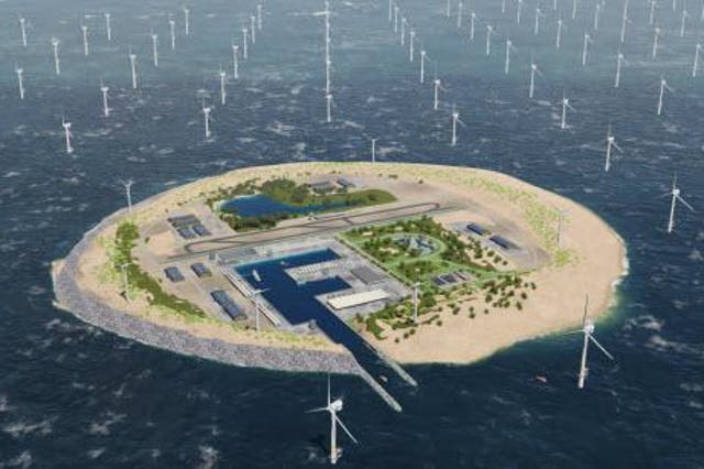 An artist's impression of the artificial island planned for Dogger Bank in the North Sea