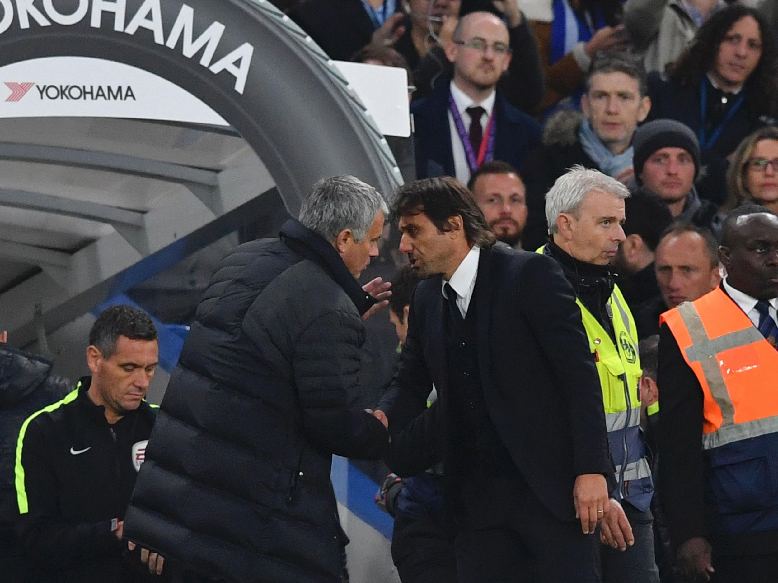 Mourinho and Conte clashed when they faced off at Stamford Bridge in October