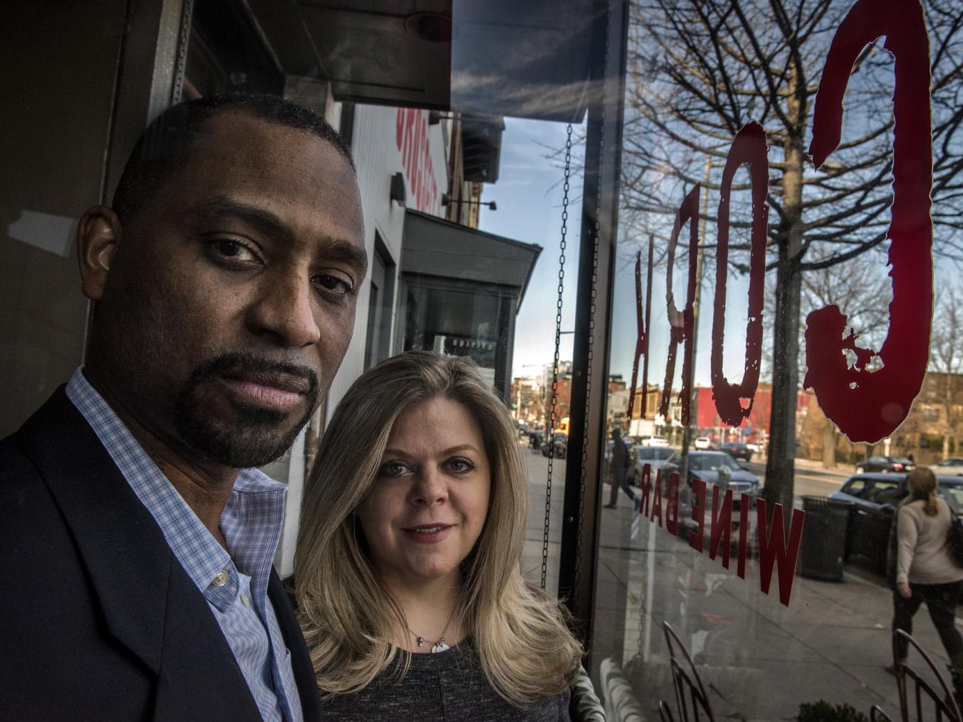 Khalid Pitts and Diane Gross, co-owners of Cork Wine Bar, are suing President Trump over his financial interest in the restaurant at Trump International Hotel in Washington DC
