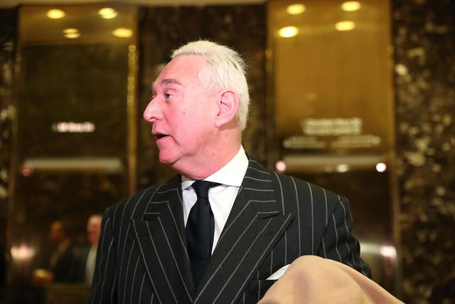Roger Stone, who spread false information about President Trump's rivals during his succesful electoral campaign, arrives for a meeting at Trump Tower