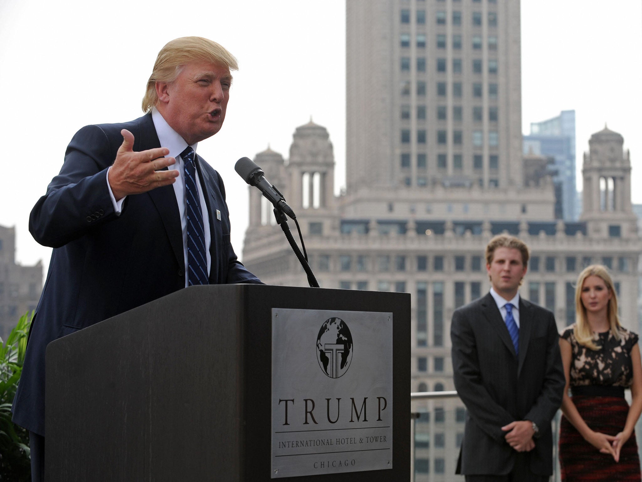 The Supreme Court has refused to hear an appeal from the real estate mogul, seen with children Eric and Ivanka in the background, at a press conference at the Trump International Hotel in Chicago