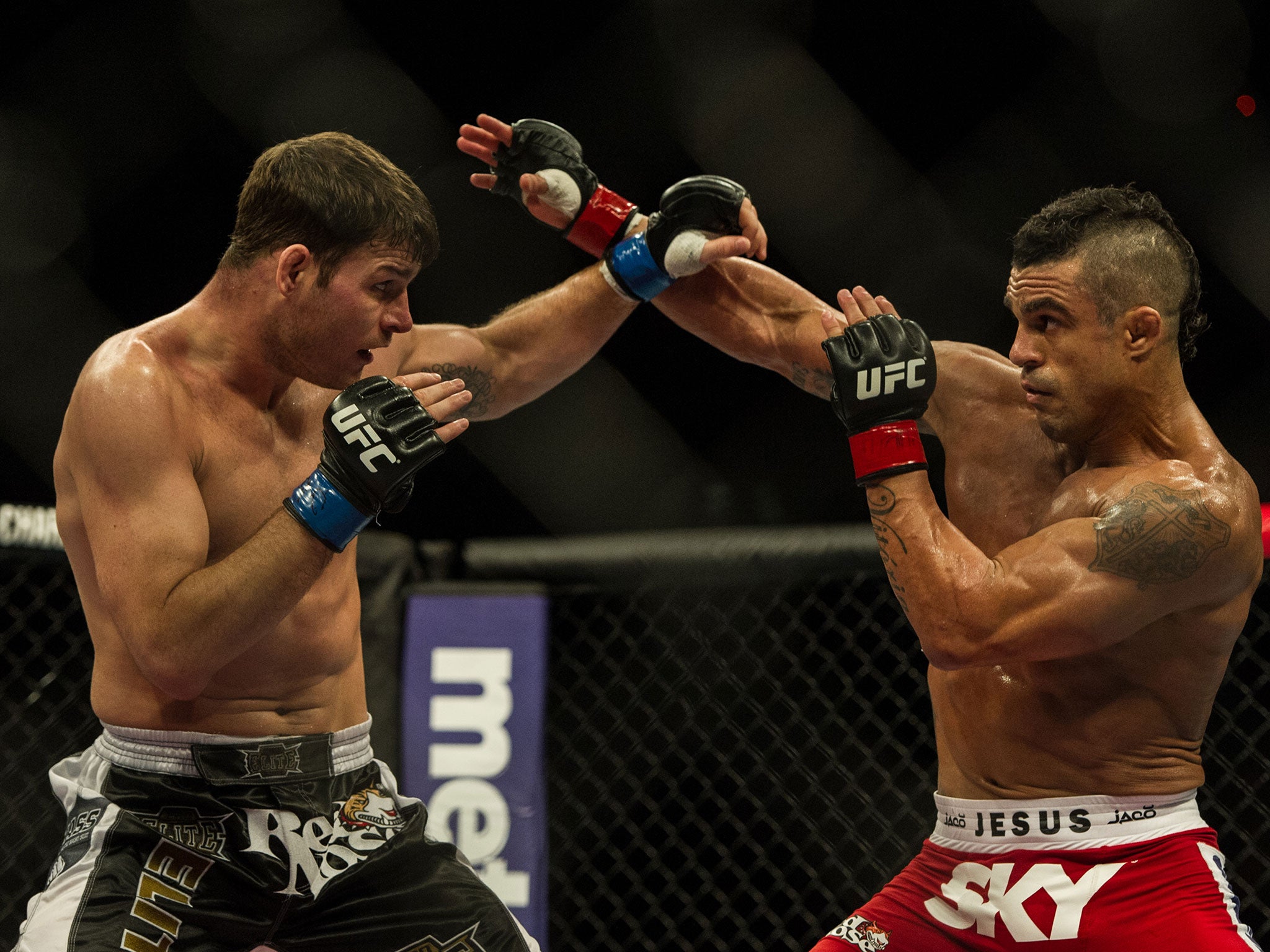 Belfort in action against Michael Bisping in Sao Paulo, Brazil, 2013