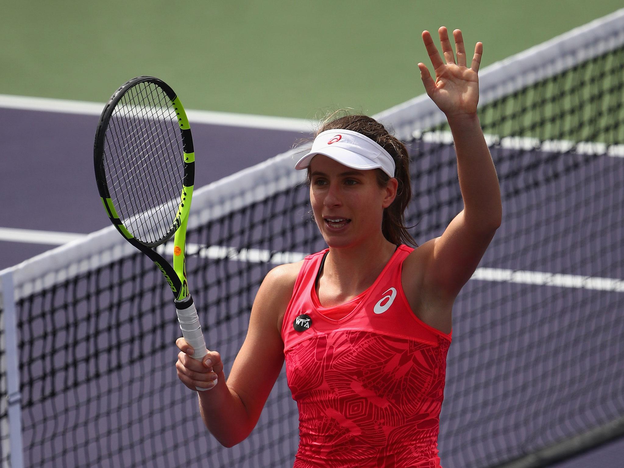 &#13;
Konta celebrates her victory &#13;