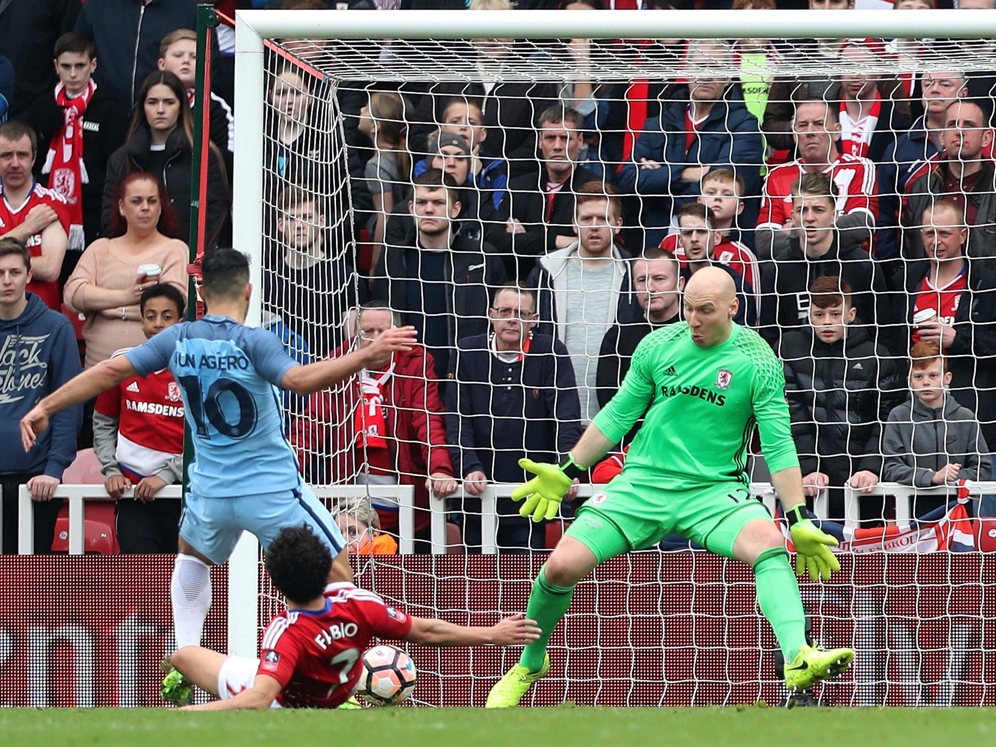 Aguero fired past Brad Guzan to all but end the contest