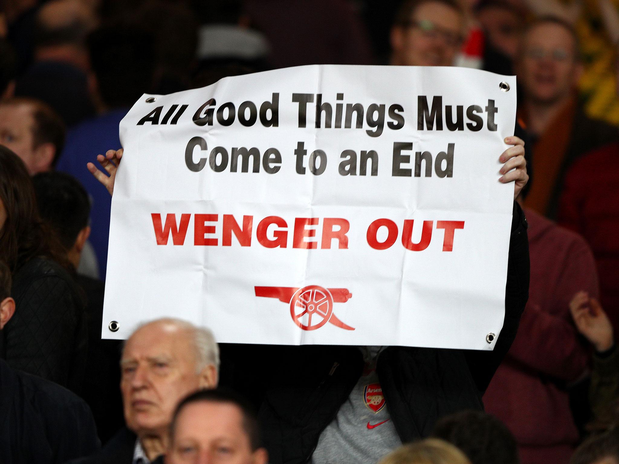 Arsenal fans continued their protests against Arsene Wenger during Saturday's FA Cup win over Lincoln City