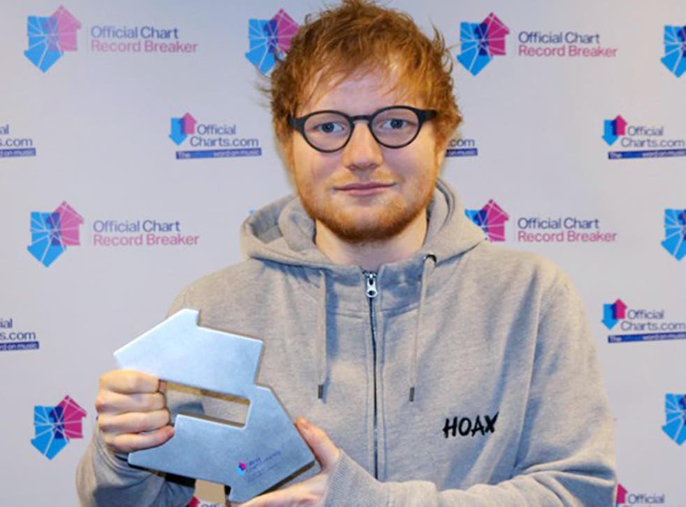 Ed Sheeran with his award