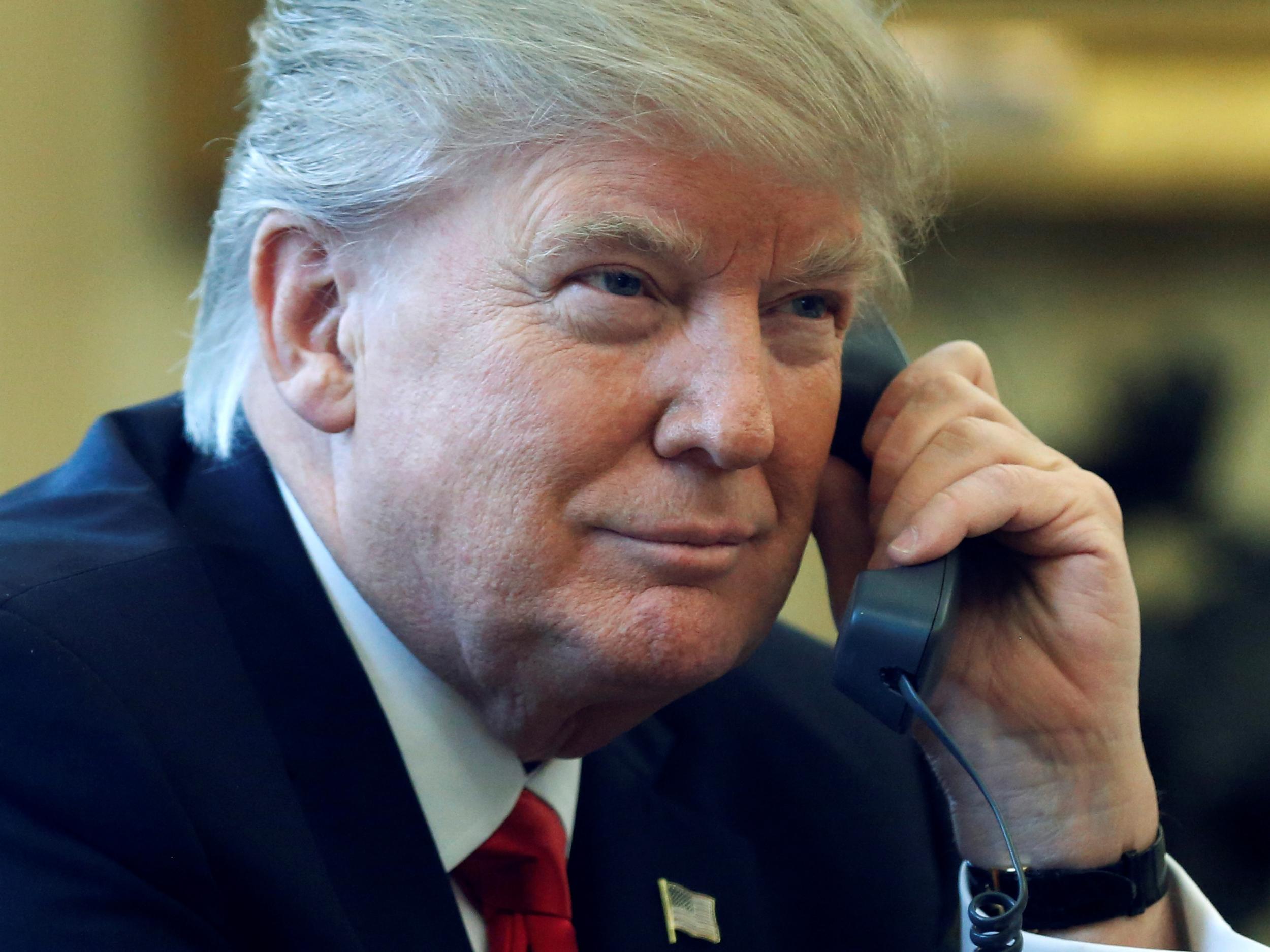 US President Donald Trump speaks by phone with the Saudi Arabia's King Salman in the Oval Office