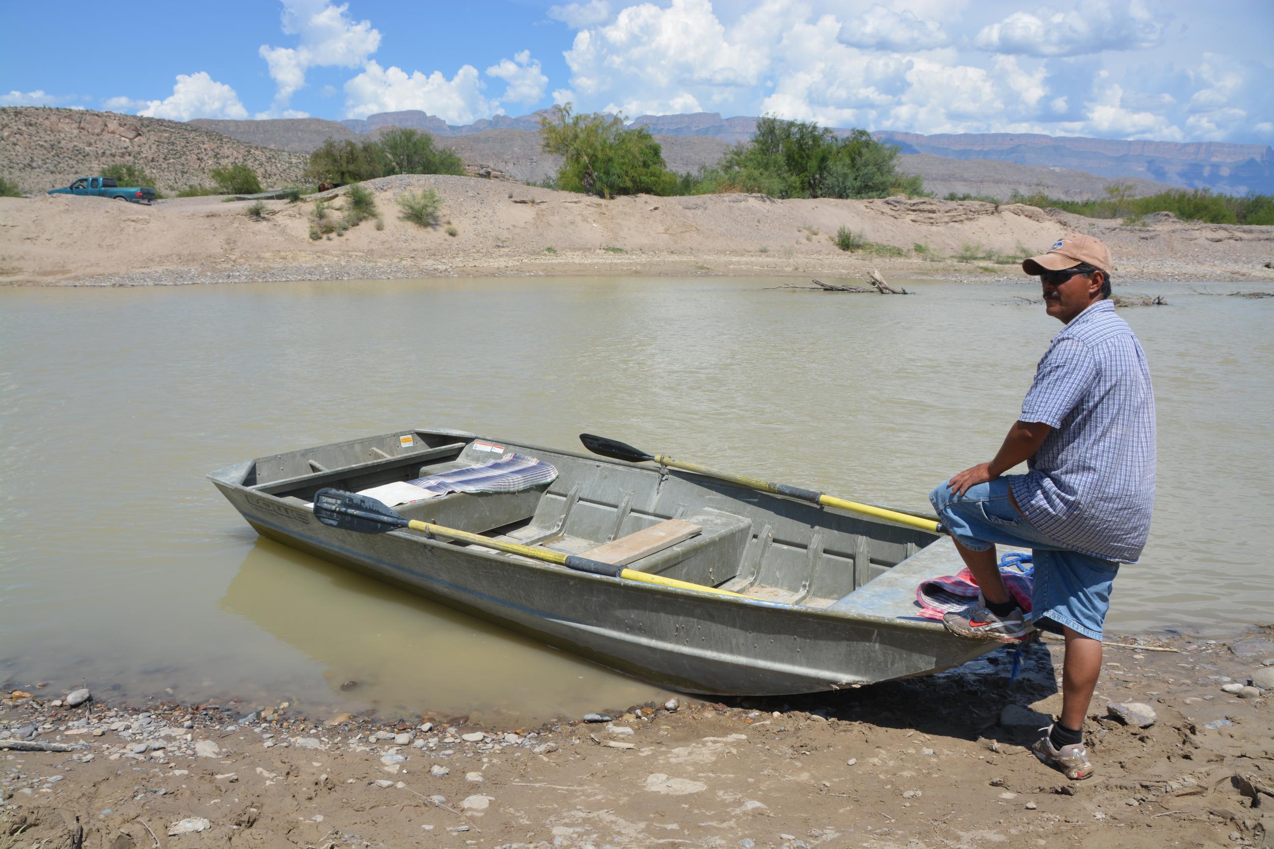 Us Mexico Border Rio Grande Crossing Is Getting Smaller Everyday - this boat is the legal way to cross the border near boquillas but wading through
