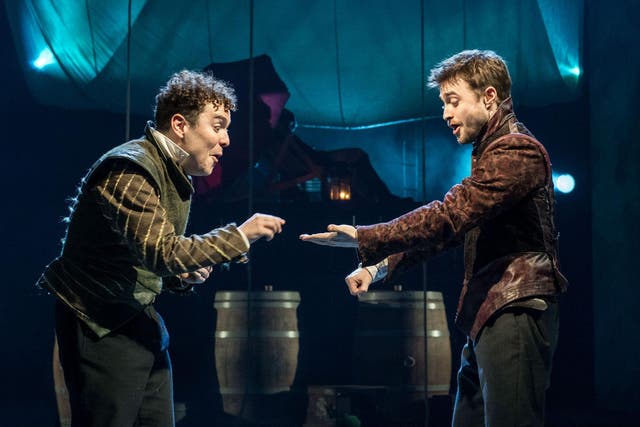 Bursting with life: Joshua McGuire (Guildenstern) and Daniel Radcliffe (Rosencrantz) add energy to this revival