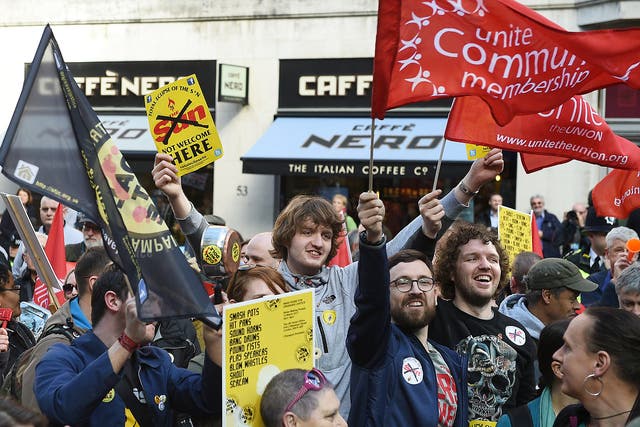 Protesters gathered outside the Home Office during the Orgreave demonstration in London last year