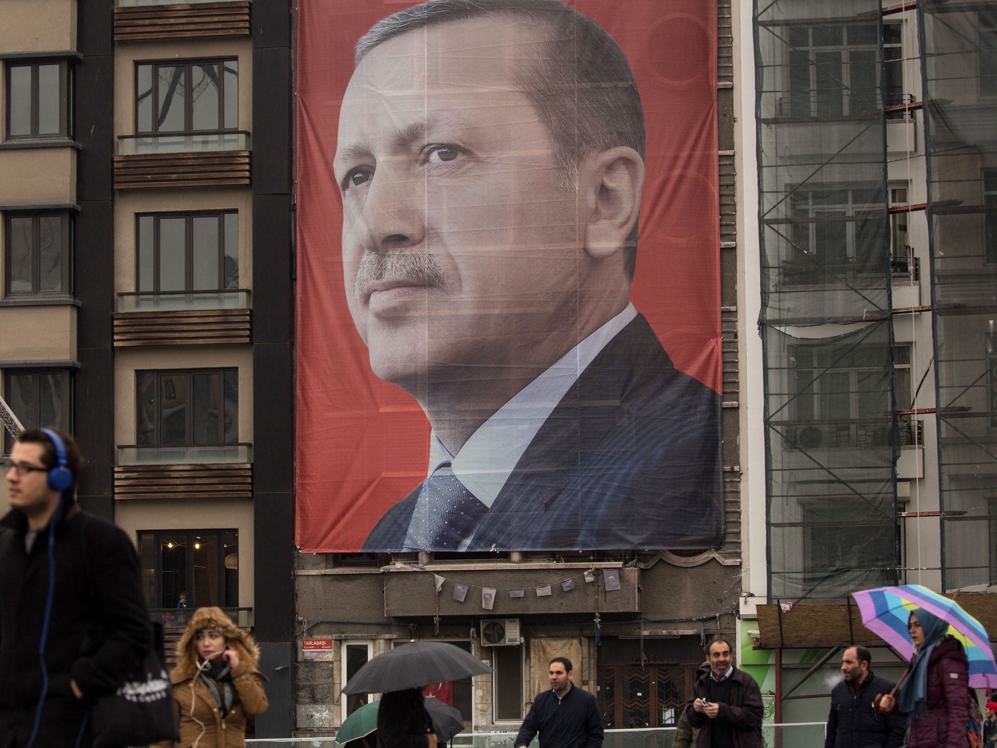 A portrait of Erdogan in Taksim Square, Istanbul