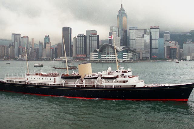 The royal yacht Britannia in Hong Kong before it was decommissioned in 1997
