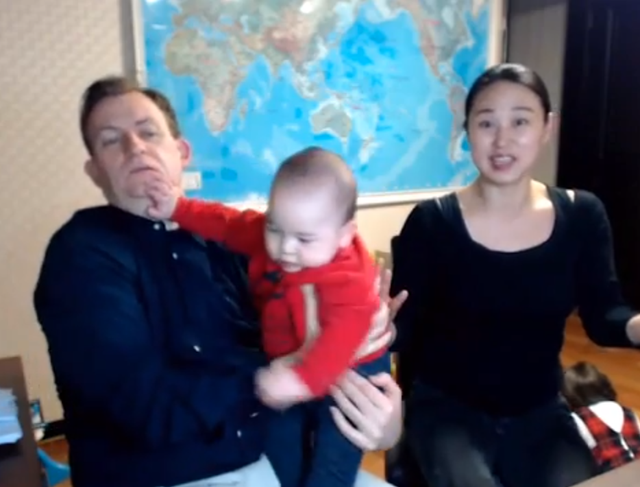 Professor Robert Kelly, his nine-month-old son James, and his wife Jung-a Kim