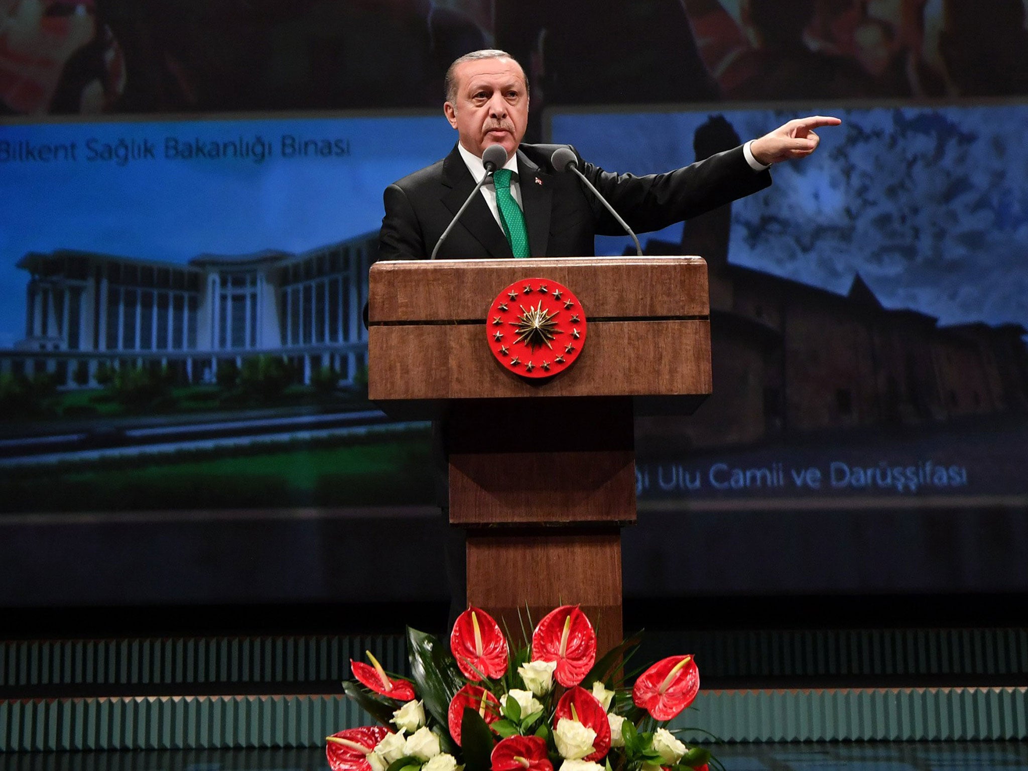 Turkish President Recep Tayyip Erdogan speaks during a meeting for the Doctor Days in Ankara